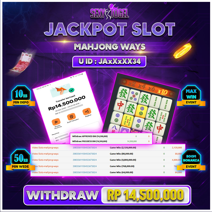 SEXYTOGEL JACKPOT SLOT MAHJONG WAYS Rp.14.500.000.,-LUNAS